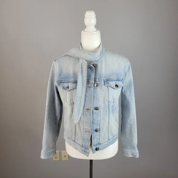 FRAME // le tie neck button front slim fit soft stretch denim jacket littleton - Picture 8 of 16